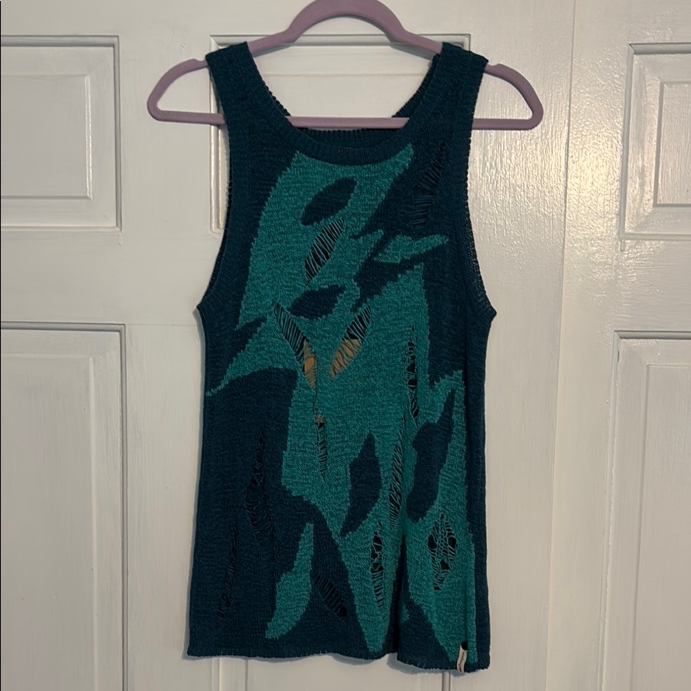 One Teaspoon Graphic Green Relaxed Tank Top